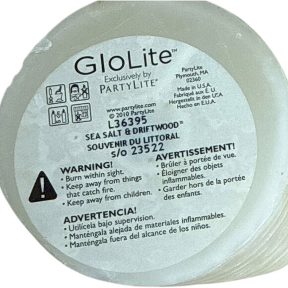 Set of 2 PartyLite GloLite Candles Sea Salt & Driftwood NIB 6” & 5” - Picture 5 of 6